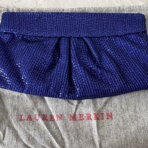 Lauren Merkin Women Sequins Blue Clutch.